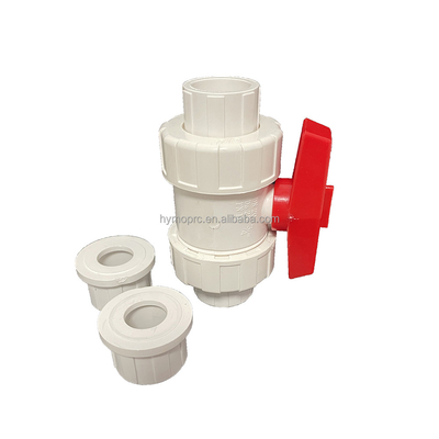 1/2&quot;-8&quot; ПВХ True Union Ball Valve Long Handle Белый цвет для соединения розетки / нитки