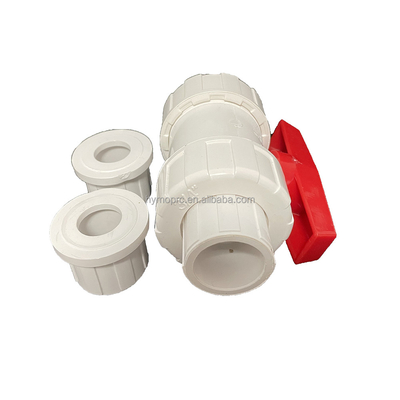 1/2&quot;-8&quot; ПВХ True Union Ball Valve Long Handle Белый цвет для соединения розетки / нитки