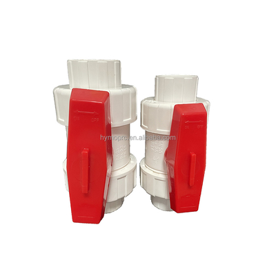 1/2&quot;-8&quot; ПВХ True Union Ball Valve Long Handle Белый цвет для соединения розетки / нитки